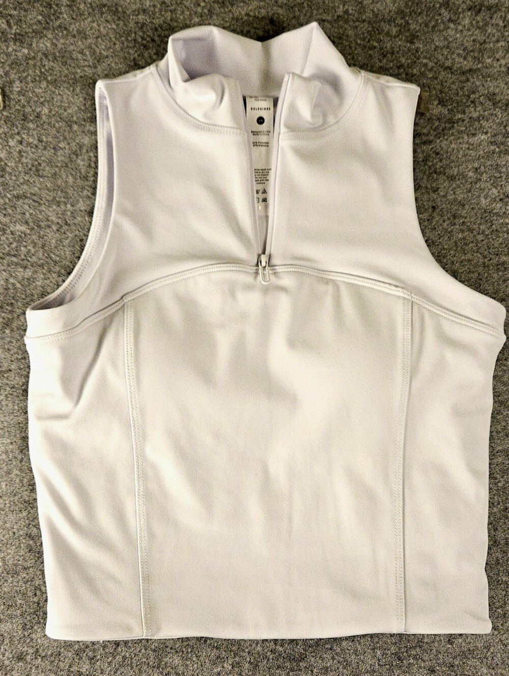 GOLDHINGE Women’s White XS Mock Neck 1/4 Zip Sleeveless Stretch Slim Crop Top